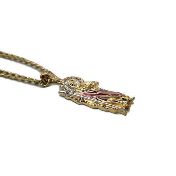 St Jude Pendant with Necklace Gold Filled Three Tone NEW - Picture 4 of 4